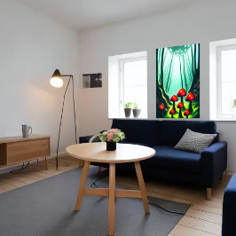 森の中の赤いキノコ | AIアートポスター ポスター