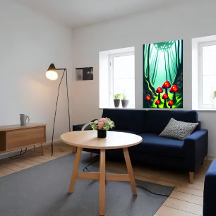 森の中の赤いキノコ   AIアートポスター ポスター