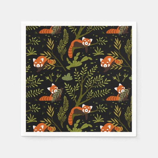 森の中の赤いパンドラ(PANDAS) スタンダードカクテルナプキン (正面)