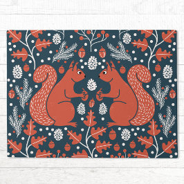 森の中の赤いリス ドアマット