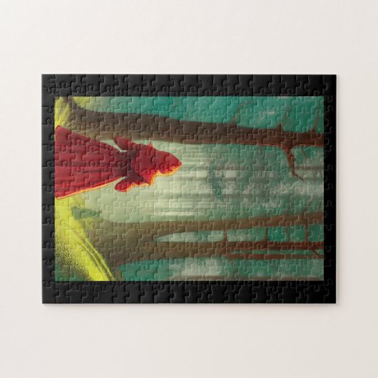 森の中の赤い乗馬のフード子猫の声 ジグソーパズル (横)