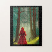 森の中の赤い乗馬のフード子猫の声 ジグソーパズル (縦)