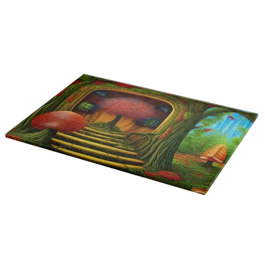 森の中の超現実的なツリーハウス カッティングボード (角)