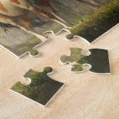 森の中の野生の馬3頭 ジグソーパズル (側面)