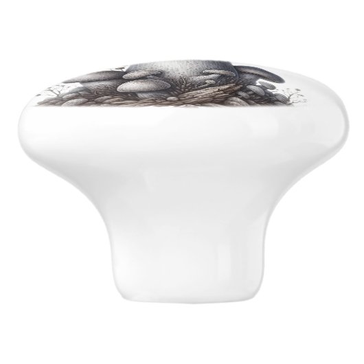 森の中の銀色の灰色のトースツール セラミックノブ (側面)