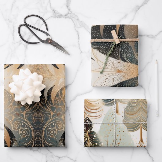 森の中の銅木のデザイン ラッピングペーパーシート (正面)