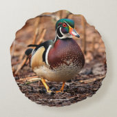 森の中の雄のアヒル ラウンドクッション (裏面)