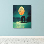 森の中の雨の夜のカップル キャンバスプリント (インサイチュ (ウッドフロア))