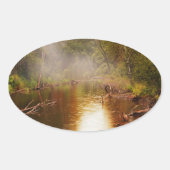 森の中の雨 楕円形シール (正面)