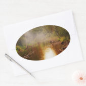 森の中の雨 楕円形シール (封筒)