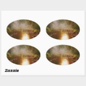 森の中の雨 楕円形シール (シート)