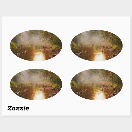 森の中の雨 楕円形シール (シート)