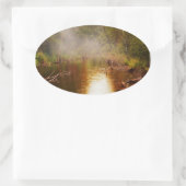 森の中の雨 楕円形シール (バッグ)