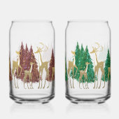 森の中の雪に覆われた冬のシカ ガラス缶 (裏面)