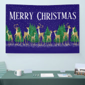 森の中の雪に覆われた冬のシカ |青 | 横断幕 (トレードショー)