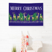 森の中の雪に覆われた冬のシカ |青 | 横断幕 (インサイチュ)