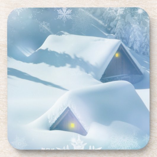 森の中の雪の屋根 コースター (正面)