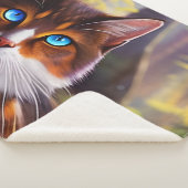 森の中の青い目の猫 シェルパブランケット (3/4)