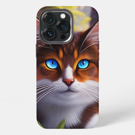 森の中の青い目の猫 iPhoneケース (裏面)