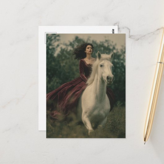 森の中の馬と騎手 ポストカード (正面/裏面インサイチュ)