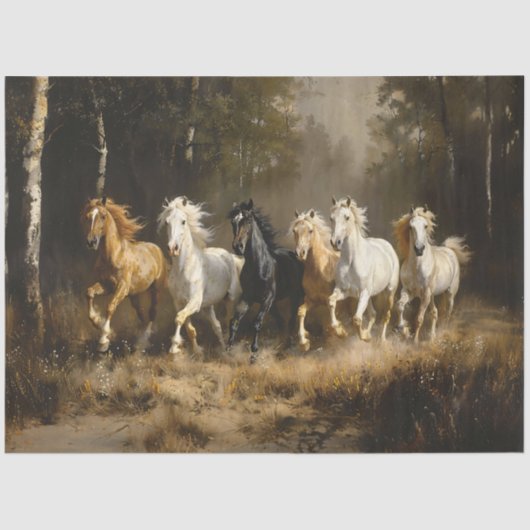 森の中の馬の群絵を描れ 薄葉紙 (正面)