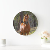 森の中の馬 ラージ壁時計 (ホーム)