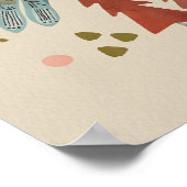 森の中の鳥 – カッコウ開花フォークアート ポスター (角)