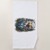 森の中の鷲の頭 ビーチタオル (正面)