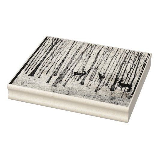 森の中の鹿のゴム印 ラバースタンプ (スタンプ)