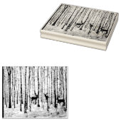 森の中の鹿のゴム印 ラバースタンプ (押印)