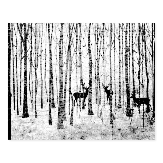 森の中の鹿のゴム印 ラバースタンプ (インプリント)