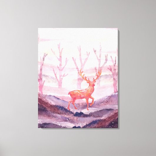 森の中の鹿 キャンバスプリント (正面)