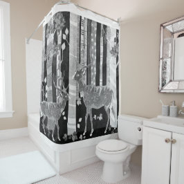 森の中の鹿 シャワーカーテン