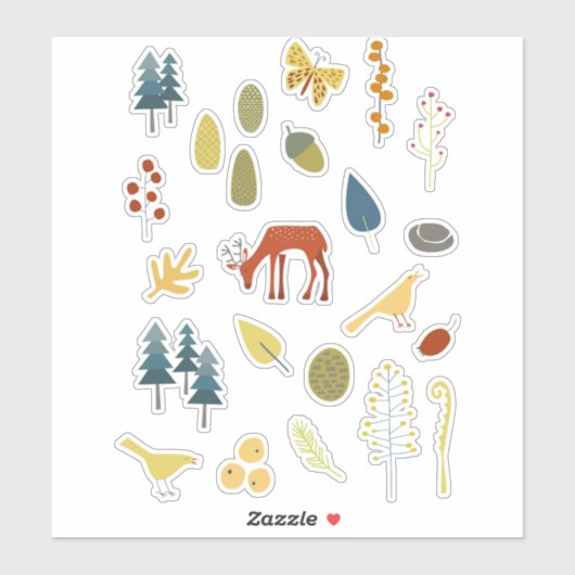 森の中の鹿 シール (シート)