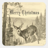 森の中の鹿 スクエアシール (正面)