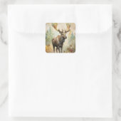 森の中の鹿 スクエアシール (バッグ)