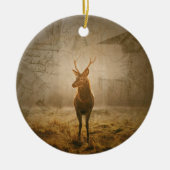森の中の鹿 セラミックオーナメント (正面)