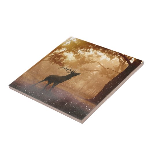 森の中の鹿 タイル (側面)