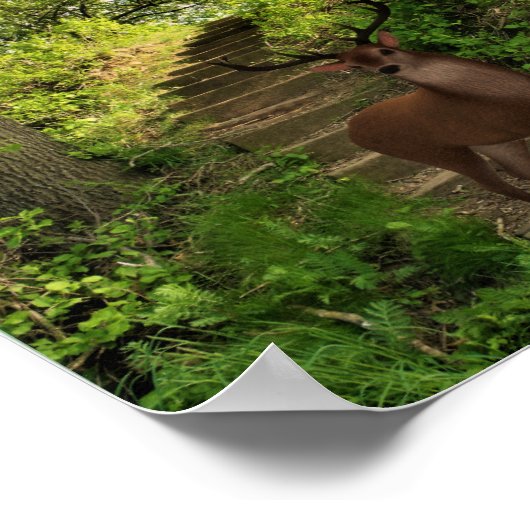 森の中の鹿。 ポスター (角)