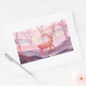 森の中の鹿 長方形シール (封筒)