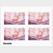 森の中の鹿 長方形シール (シート)