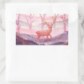森の中の鹿 長方形シール (バッグ)