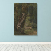 森の中の鹿(Gustave Courbet) キャンバスプリント (インサイチュ (ウッドフロア))