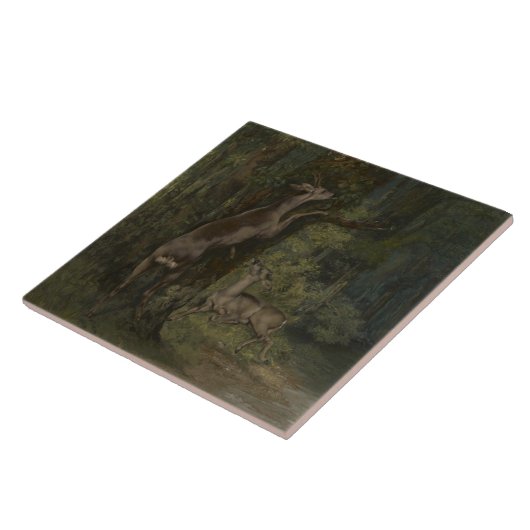 森の中の鹿(Gustave Courbet) タイル (側面)