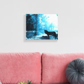 森の中の黒い狼 キャンバスプリント (インサイチュ (リビング))