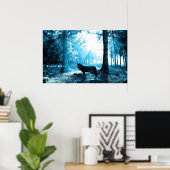 森の中の黒い狼 ポスター (ホームオフィス)