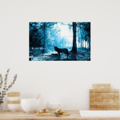 森の中の黒い狼 ポスター (キッチン)