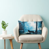 森の中の黒い狼 ランバークッション (椅子)