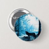 森の中の黒い狼 缶バッジ (正面&裏面)