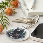 森の中の黒熊 キーホルダー (正面右)